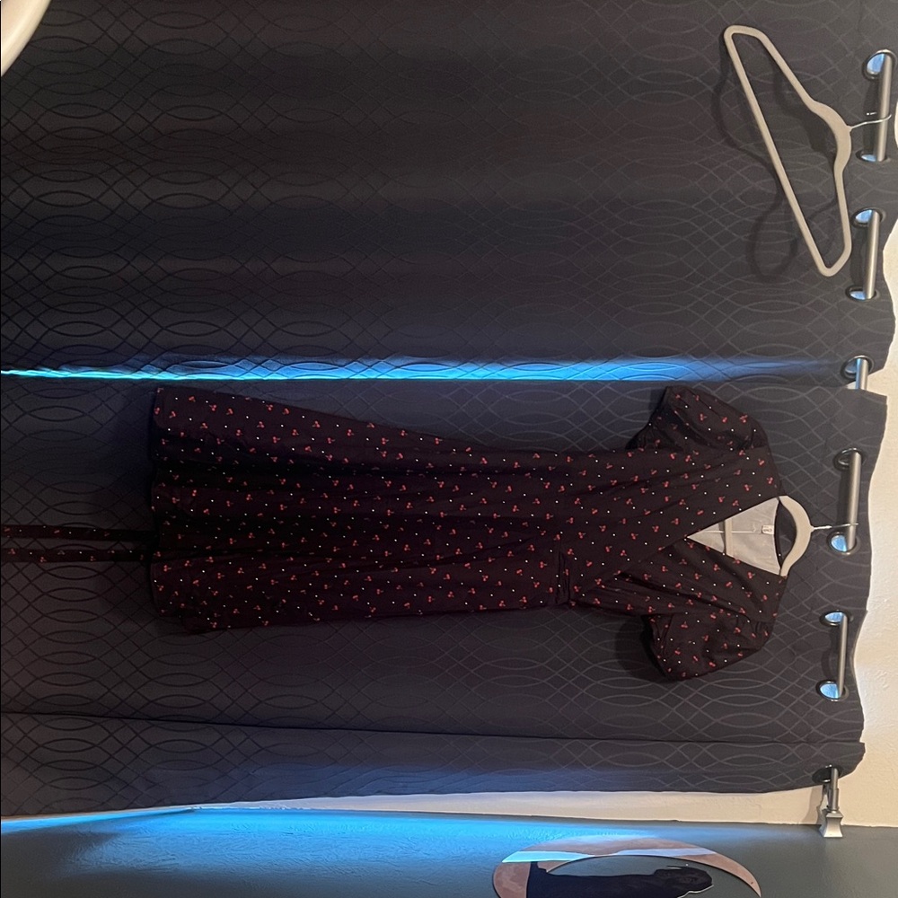 Source Unknown Black Dress with Red Patterns
